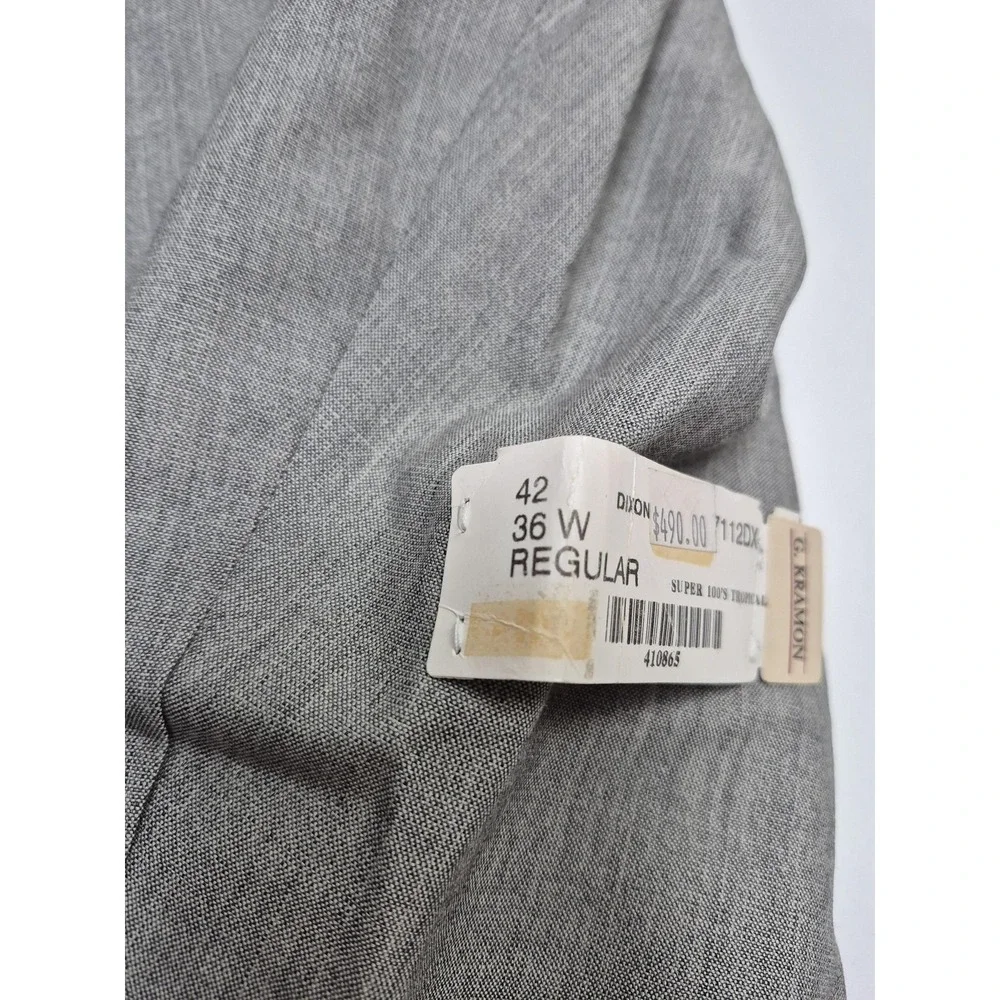 VTG G Kramon Suit Jacket Mens 42R Gray Wool Super 100s Tropical USA Classic Fit